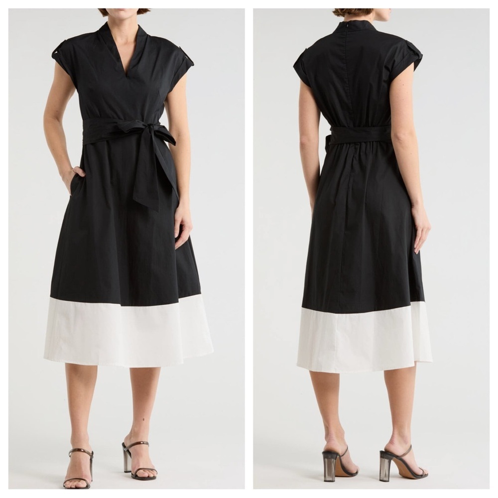 Vince Camuto Black and White Midi Dress